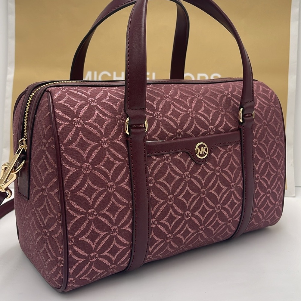 MICHAEL KORS JST TRAVEL MEDIUM DUFFLE SATCHEL SHOULDER CROSSBODY BAG MK OXBLOOD